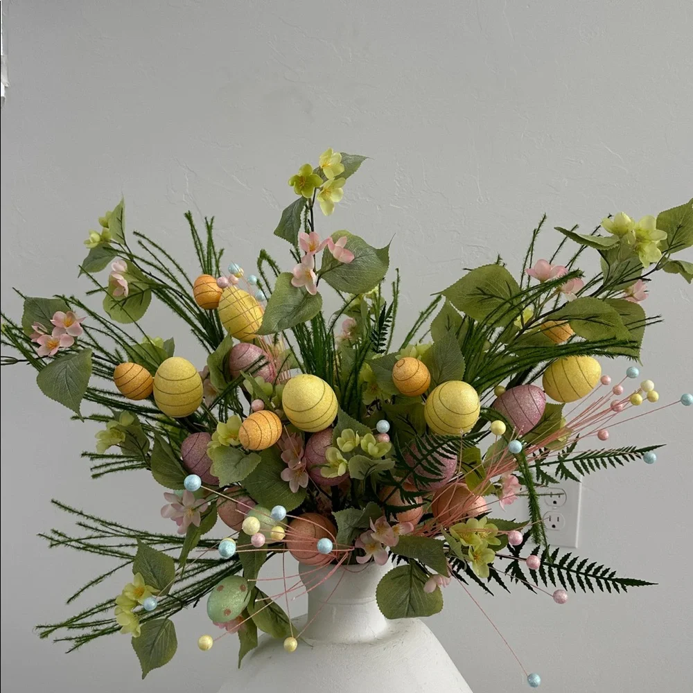 🌸NEW Easter Spring Pastel Floral Arrangement - Yellow & Pink Artificial Bouquet.